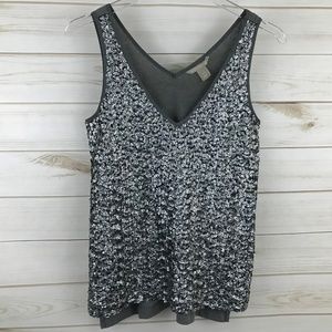 Banana Republic Silver Sequin Gray Tank Top XS